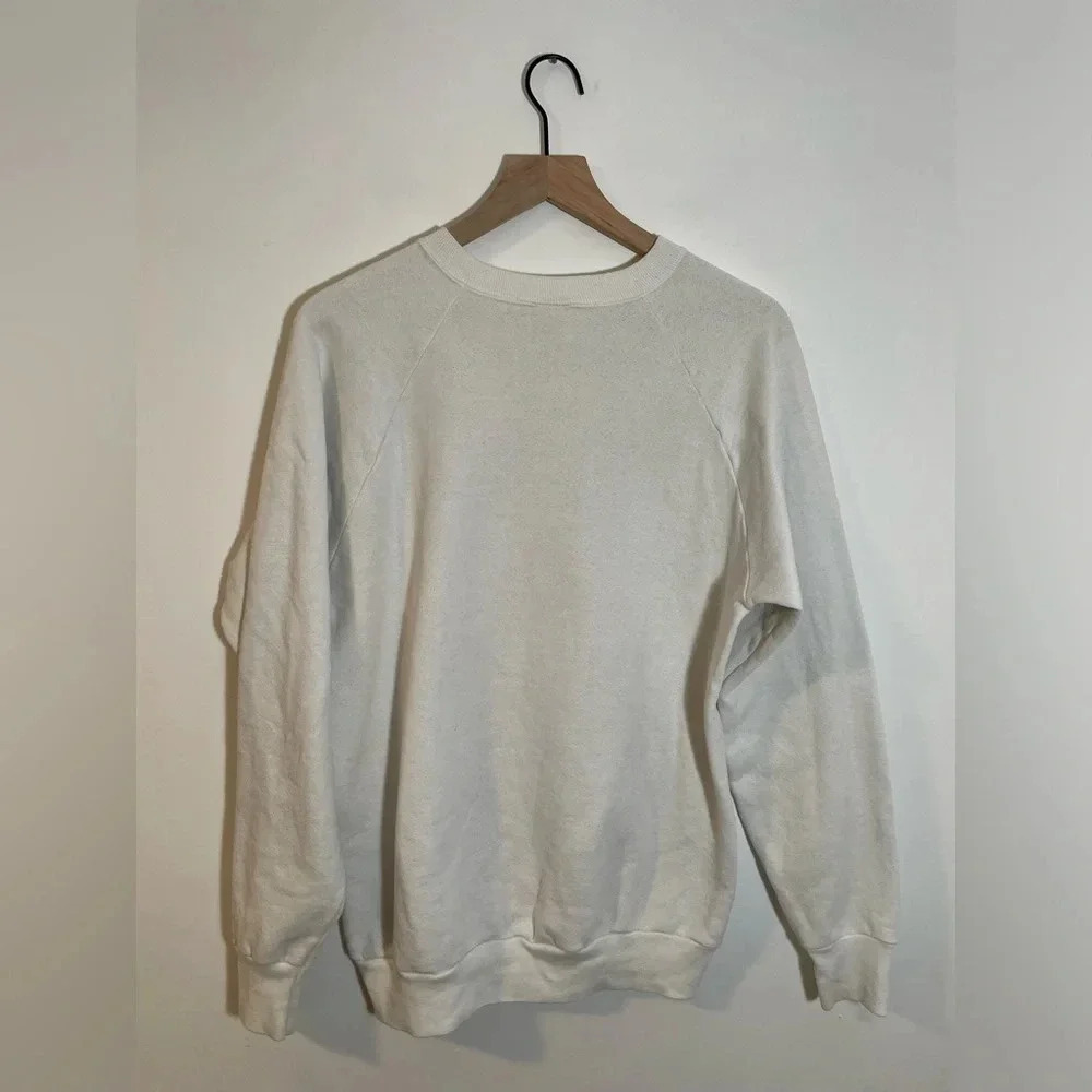 Vintage Fruit of the Loom Graphic Crew Neck Sweatshirt Large White PinkBlack USA - Picture 4 of 8